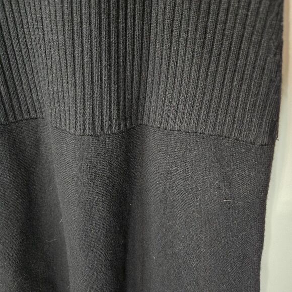 Theory Black Wool Blend Short Sleeve Turtleneck Dress Whimsy Goth Small - Picture 3 of 6
